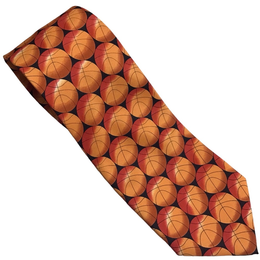 Parquet Basketball Tie 57 x 3 3/4 Tied Orange Balls
